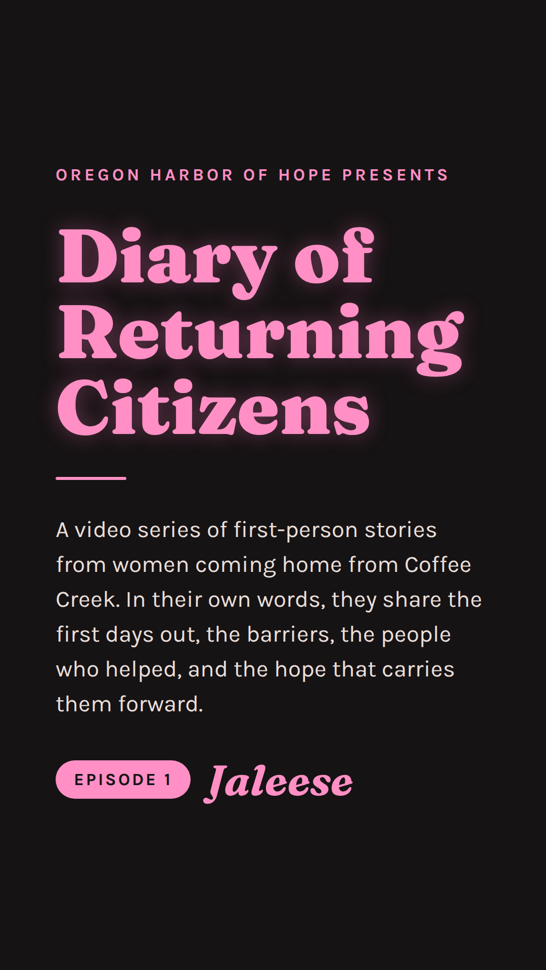 Diary of Returning Citizens, Episode 1: Jaleese cover