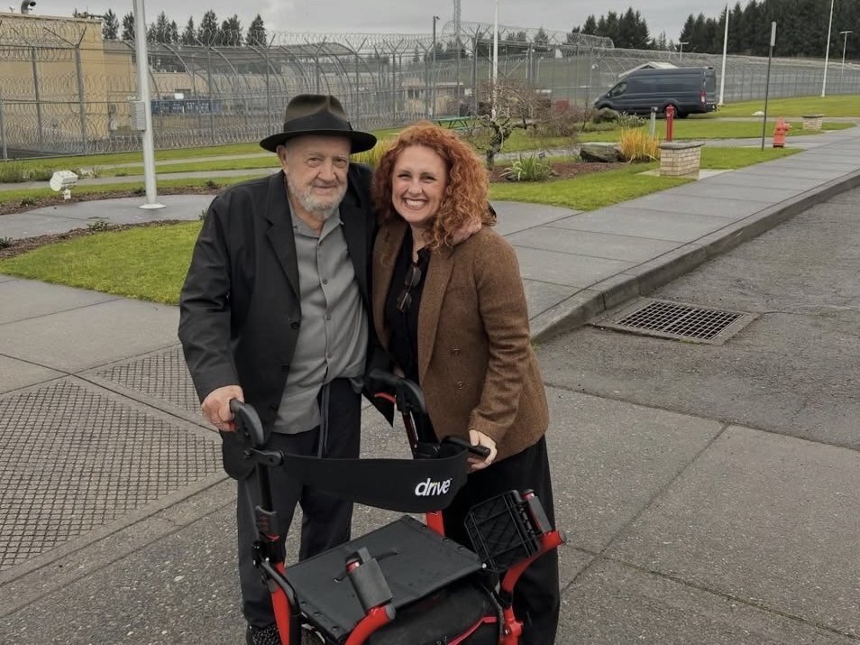 Homer Williams and Patrizia Montanari outside Coffee Creek Correctional Facility